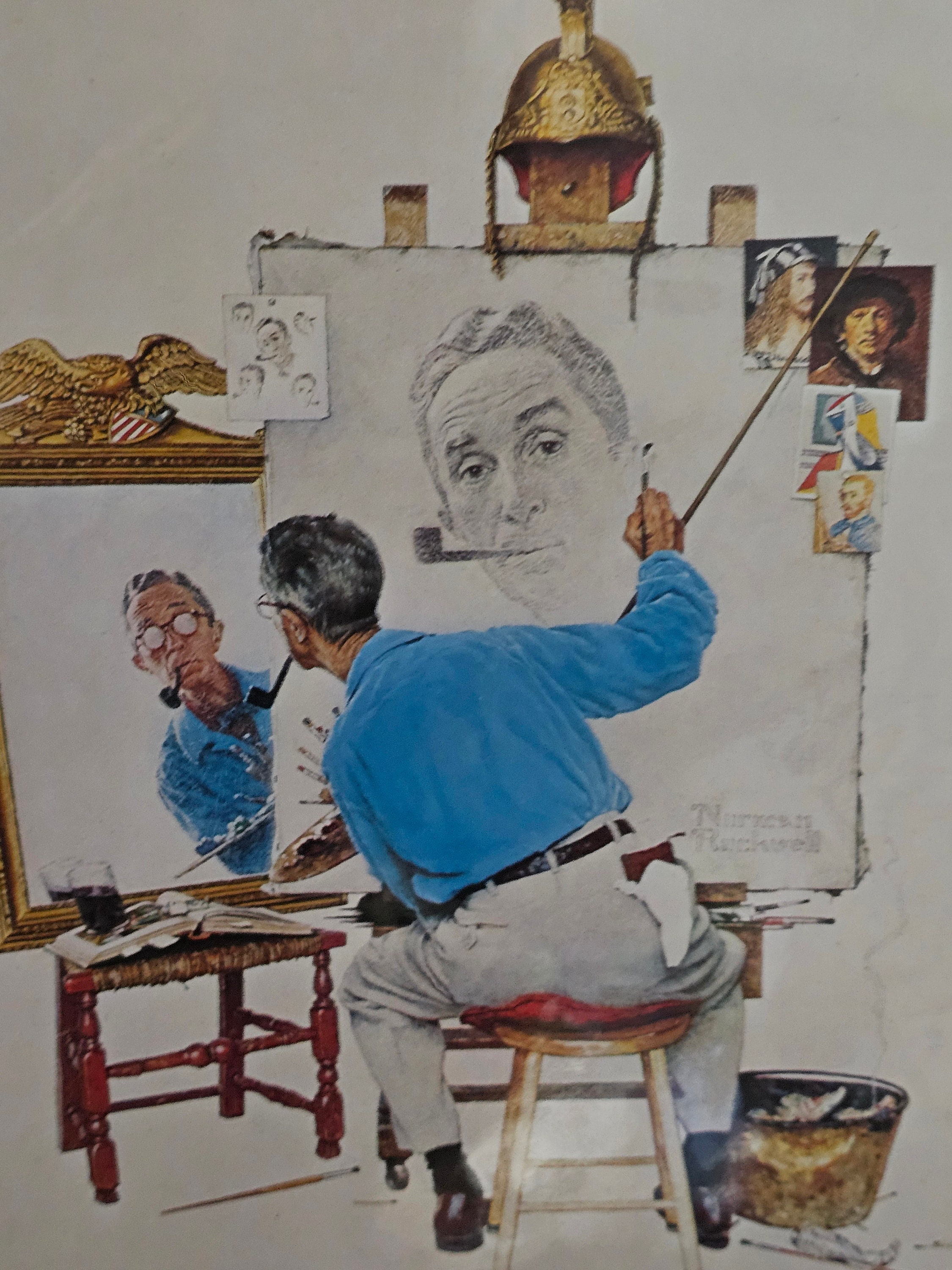 ノーマン・ロックウエル★切手シート「Triple Self-portrait」 Amazon | Norman Rockwell's Triple Self-Portrait from The