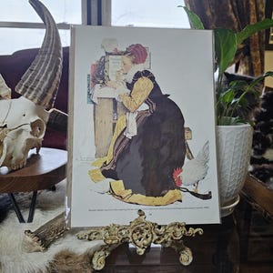 Letni teatr dziewczyna kurczak Norman Rockwell książka ulotki wystrój domu papier wydruk pomysł na prezent urodzinowy