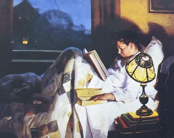 Crackers in bed every lad may be aladdin American paper print Norman Rockwell home decor birthday gift ideas illustration vintage book