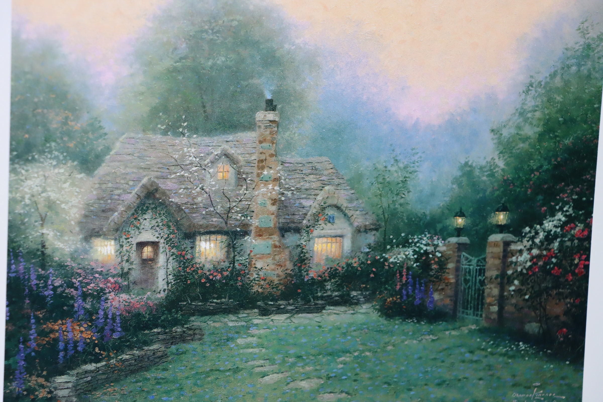 Evening at Merritt's Cottage Thomas Kinkade Print Light Artist Decor House  Decor Page Leaflet - Etsy, image size:2400x1600