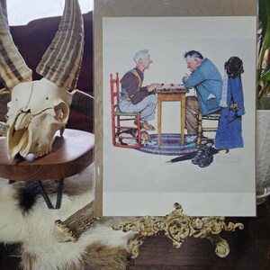 Szachy najlepsi przyjaciele wspomnienia Norman Rockwell książka ulotki wystrój domu papier wydruk pomysł na prezent urodzinowy