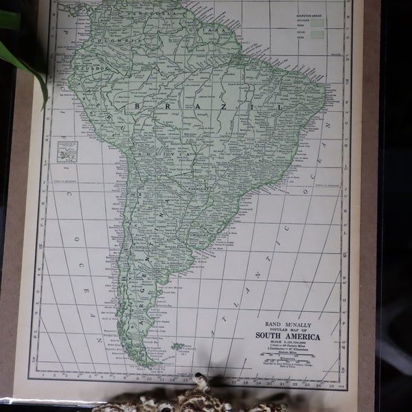 Rand McNally World Atlas commonwealth edition 1920 map Brazil office art birthday gift idea travel paper leaflet South America