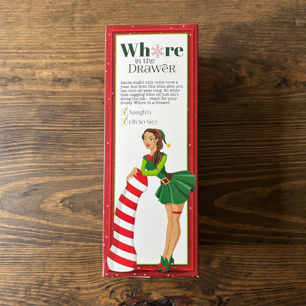 Whore In The Drawer  (3 count) Christmas Gag Gift Box perfect to hold wine, liquor, gift cards, and more. The perfect White Elephant gift!