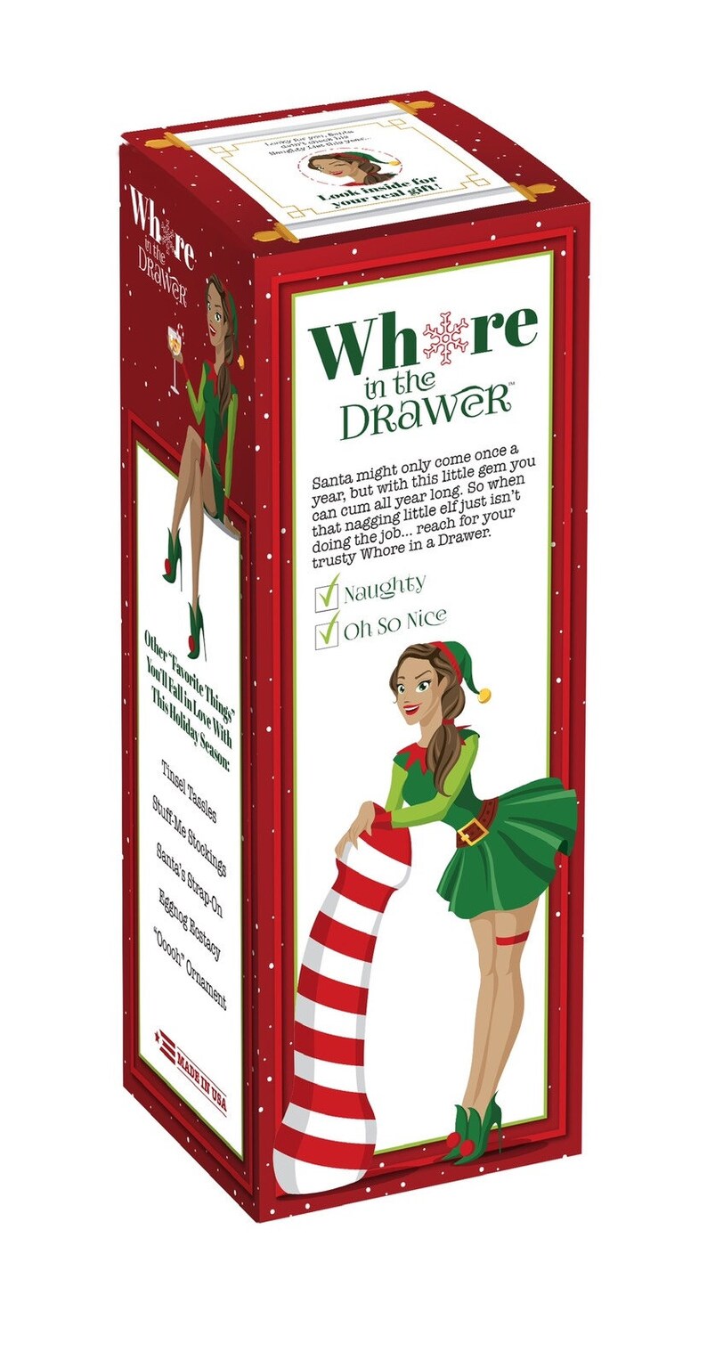 Whore in the Drawer Christmas Gag Gift Box Perfect to Hold Wine, Liquor