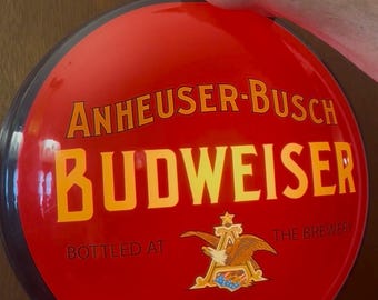 Enseigne lumineuse ronde vintage Anheuser-Busch Budweiser