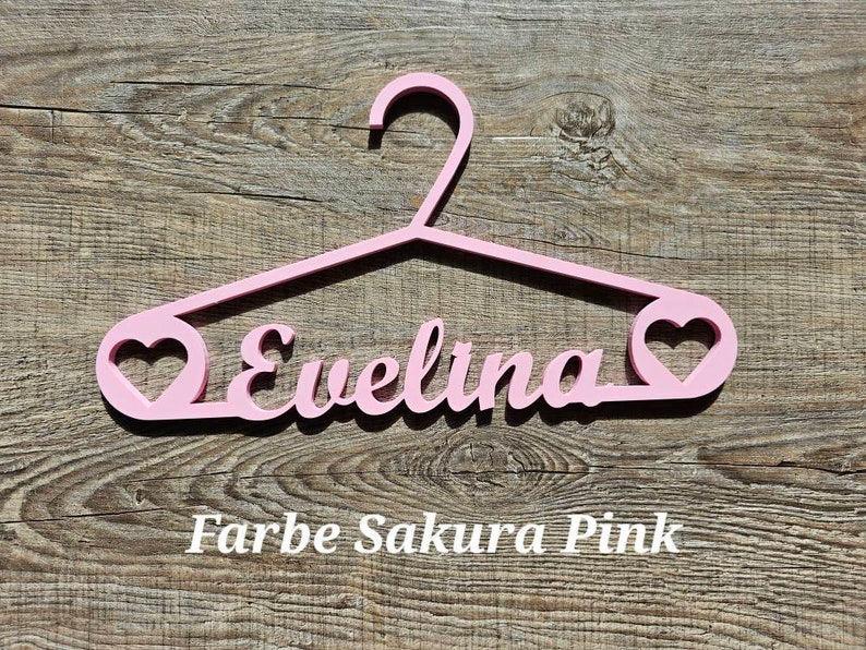 Personalisierter Kleiderbügel für Kleinkinder Kinderkleidung Individualisierbar Kindergarderobe Persönliches Geschenk Sakura Pink