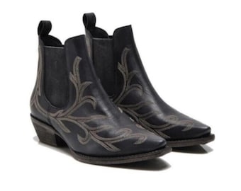 Botas vaqueras Free People Wayward de cuero negro para mujer, talla 8.5