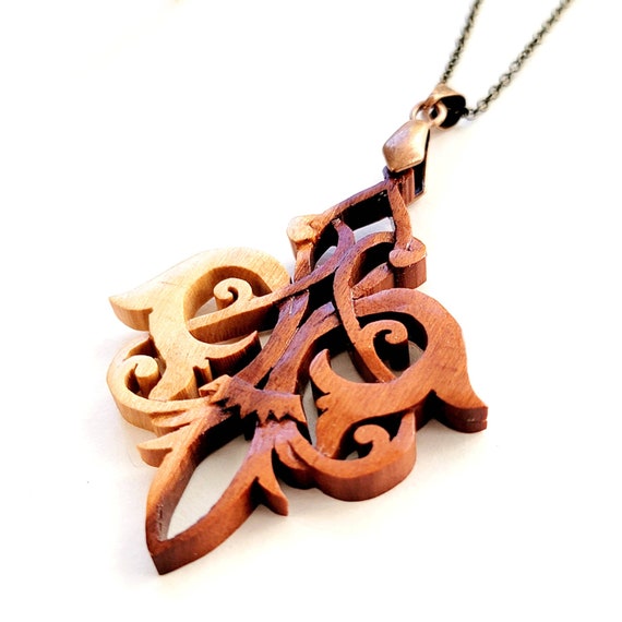 Collier fabriqué à la main en bois de jujubier bicolores...