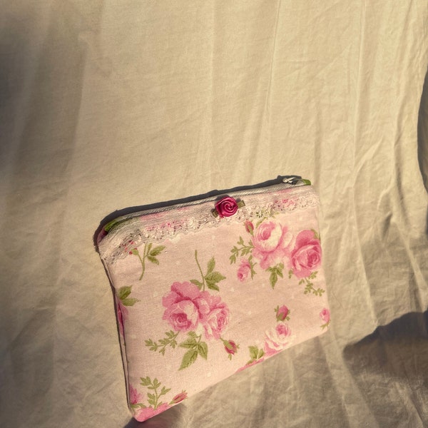 Pink Floral Handmade Mini Coin Pouch!