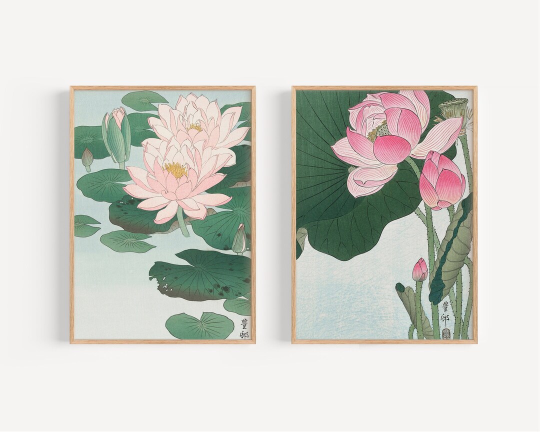 Japanese Art Set of 2 Digital Download Floral Printable Etsy