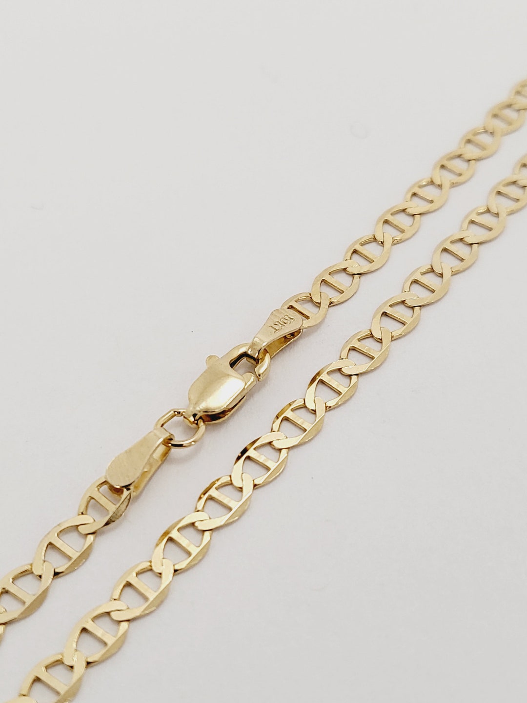 Solid 10K Yellow Gold Mariner Link Necklace Anchor Chain 3mm Men Women ...