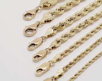thumbnail image 2 of Genuine 10K Yellow Gold Rope Chain Necklace – 2.5mm Thick, 16 To 26 Inches, Men Or Women, Usdiamondking 2 of 5