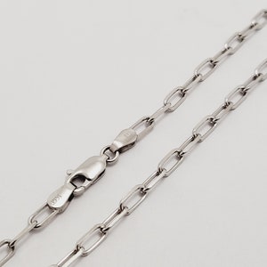 14K Solid Paperclip Chain White Gold Link 3mm Necklace Size 16"-24" and Bracelet Size 7"-7'5" Women