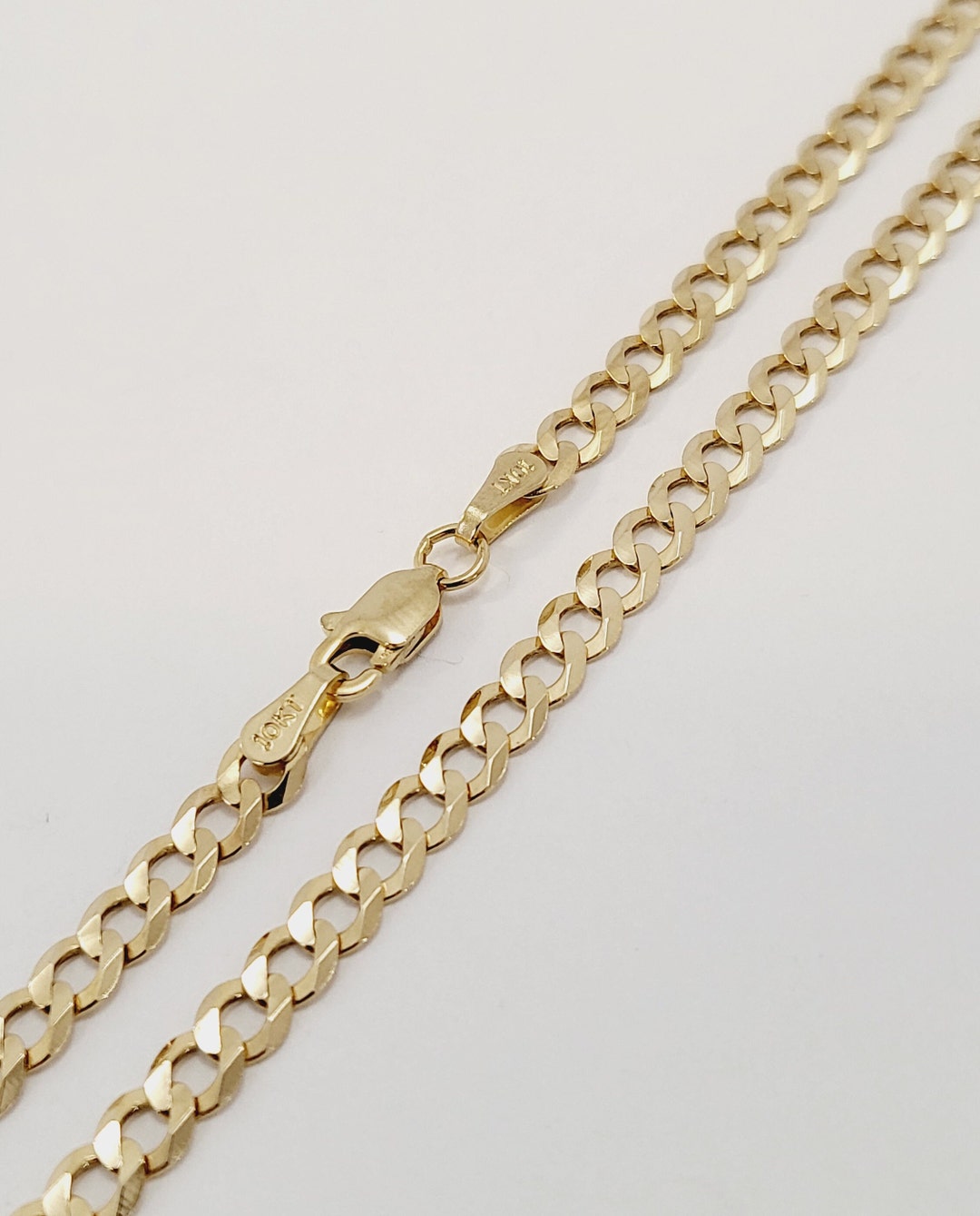 10K Solid Curb Cuban Link Chain Yellow Gold Necklace 4mm Size 1630 Men ...