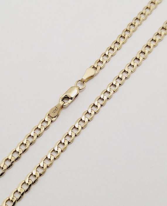 10K Real Yellow Gold Curb Cuban Link Chain Necklace Men's - Etsy