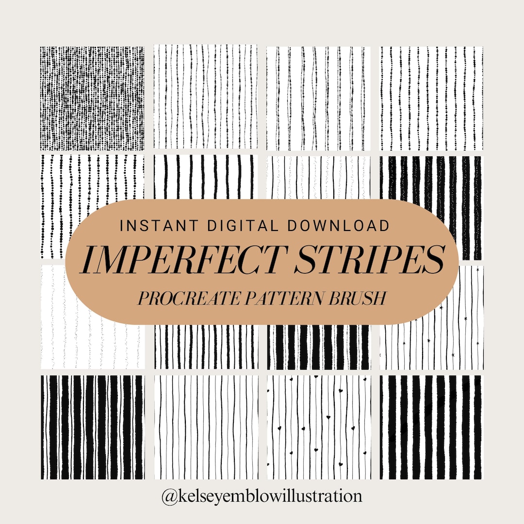 Imperfect Stripes Procreate Brush Bundle 16 Cute Hand Drawn Pattern ...