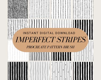 Imperfect Stripes Procreate Brush bundle 16 Cute Hand Drawn pattern brush Line Art Digital Stripe Clip Art Set Commercial Use