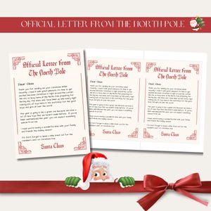 Plantilla de carta de Papá Noel, carta desde el Polo Norte, nota navideña, texto 100 % editable, correo de Papá Noel, Nochebuena, descarga instantánea