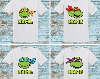 Tortuga Ninja personalizada superhéroe camiseta personalizada cumpleaños unisex regalo cualquier nombre