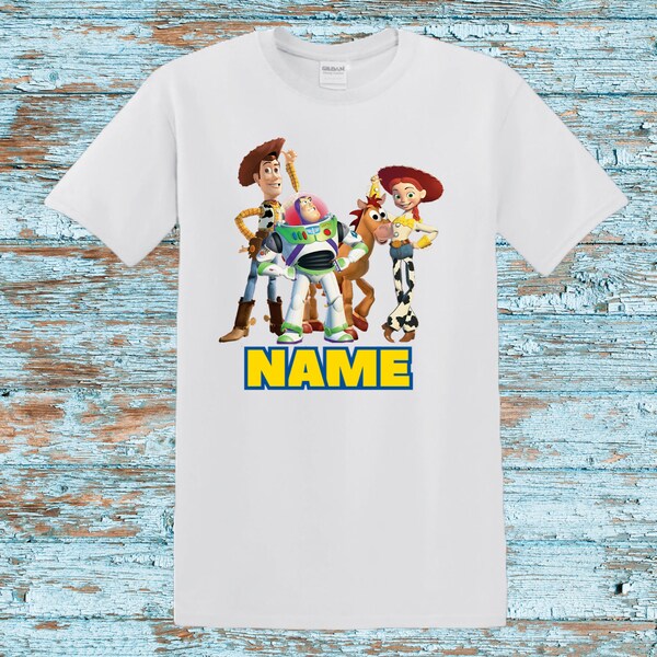 Toy Story Camiseta personalizada de superhéroe personalizada Regalo unisex de cumpleaños Cualquier nombre Edades de 3 a 14 años Regalo