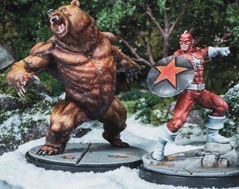 Pack de personajes de Ursa Major y Guardián Rojo pintados a mano de Marvel Crisis Protocol