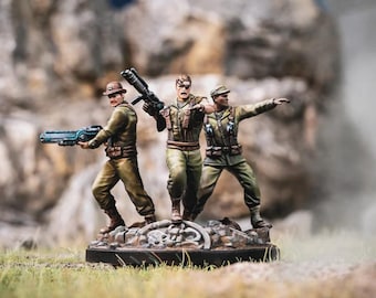 Pack de personajes de Nick Fury Sr. y los Comandos Aulladores pintados a mano de Marvel Crisis Protocol