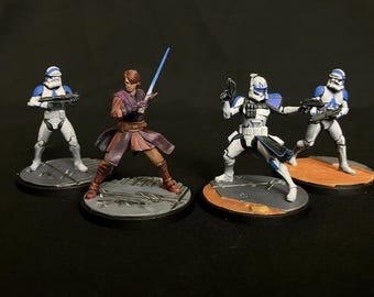 Set básico de Star Wars Shatterpoint pintado a medida: 16 miniaturas y terreno