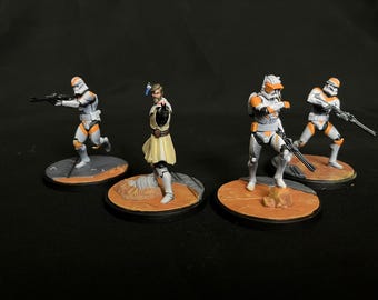 Pack de escuadrón de Star Wars Shatterpoint, pintado a medida, Obi-Wan Kenobi, miniaturas. Star Wars: La Guerra de los Clones, Star Wars Shatterpoint