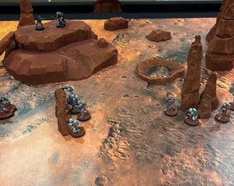 Set de terreno Geonosis de Star Wars Legion – Campo de batalla completo de 3x6 con tapete – Lote de 24 piezas de terreno para juegos de guerra de mesa