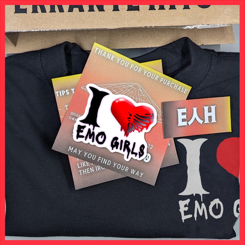 I Love Emo Girls, Black Tshirt, Hand Screen Printed, 100 Cotton and