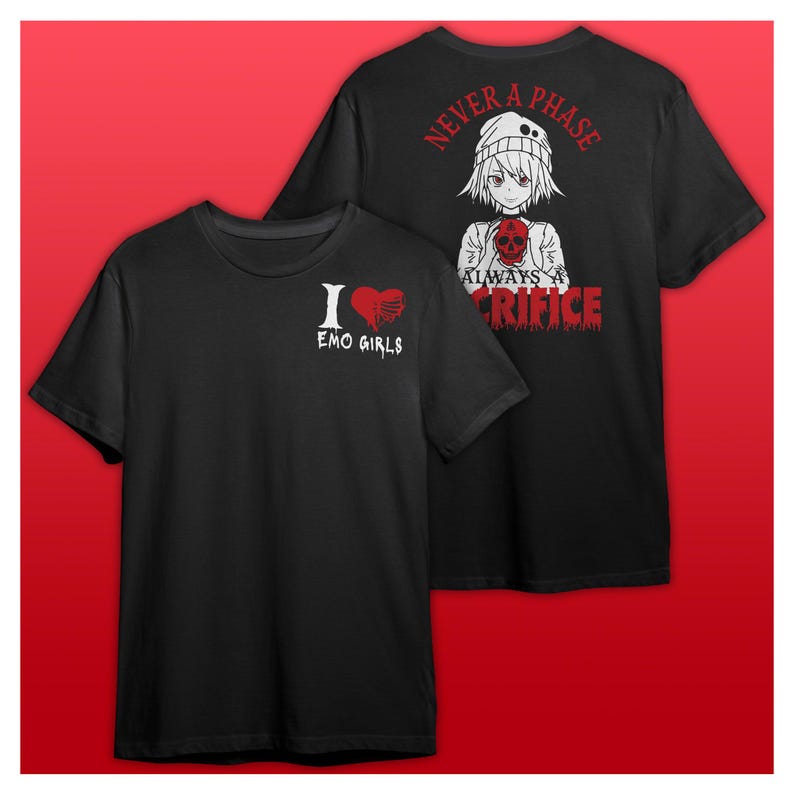 I Love Emo Girls, Black Tshirt, Hand Screen Printed, 100 Cotton and