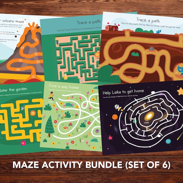 Maze Bundle Activity Set, Printable Brain-Teaser Game, Kids Cognitive Skill Builder, Maze Bundle, Maze Puzzle, Homeschool Fun and Learning