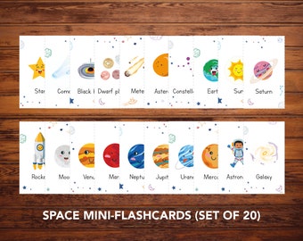 Planets Flashcards Set, Printable Solar System Flash cards, Space Flashcards for Toddlers, Montessori Cards, Learning Binder, Preschool Toys