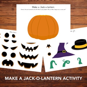 Make Your Own Jack-O-Lantern, Printable Pumpkin Decorating Activity for Kids Halloween, Fun Halloween Craft, Creative Home Learning Resource