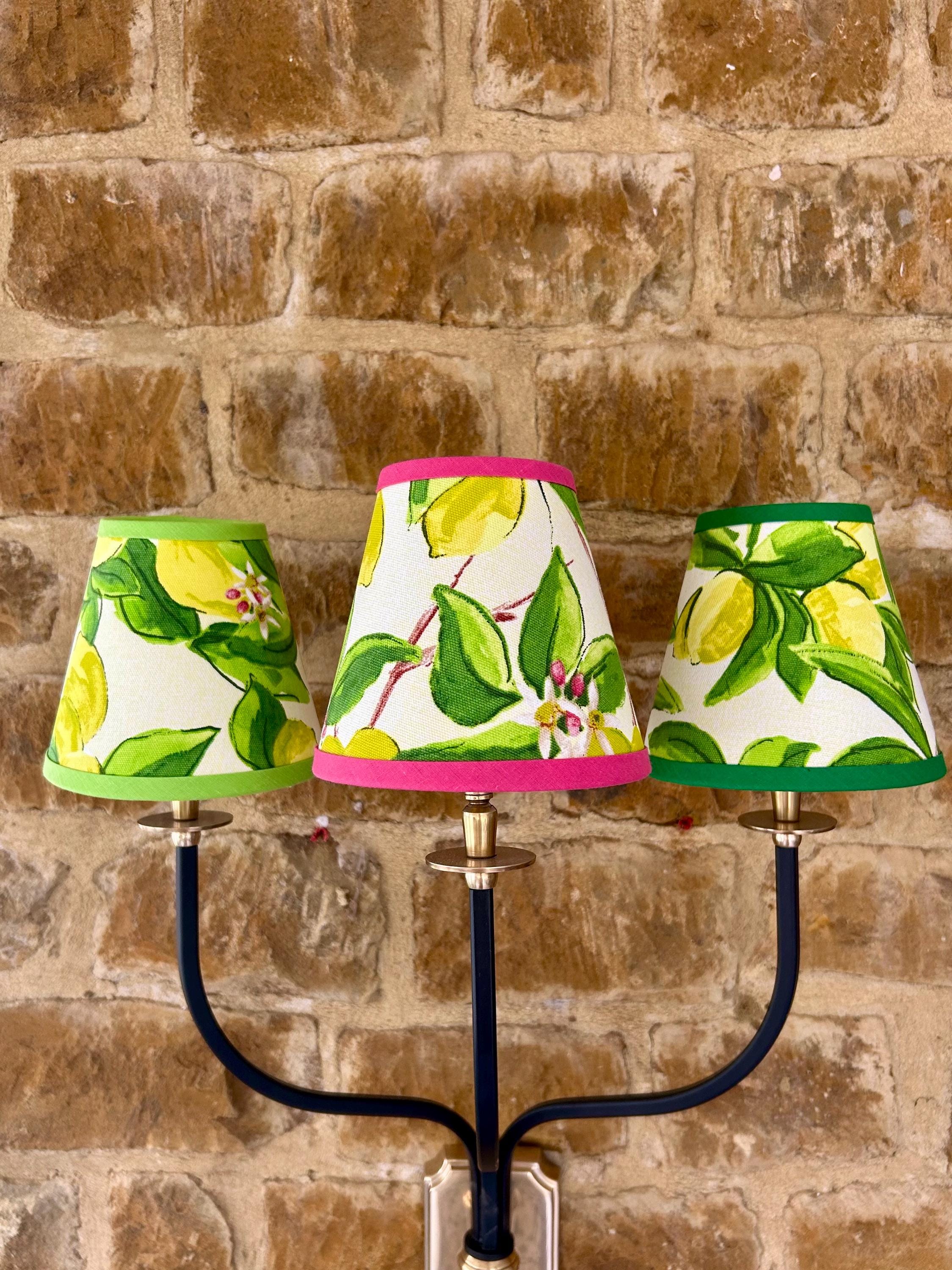 Lemon Candle Clip Lampshades. Handmade by the Lamp Millinery