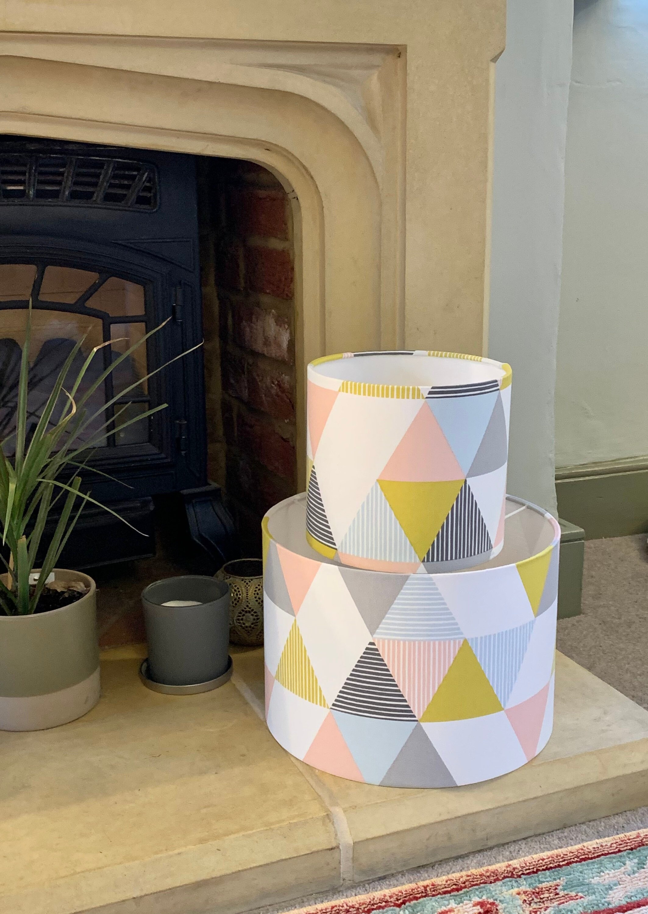 Triangular Lampshade Geometric Pastel Triangle Lampshade. Handmade 20cm 25cm 30cm 35cm 40cm ...