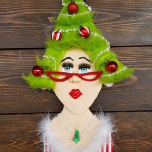 Ms Kringle, Christmas Wreath, Whimsical Christmas, Wreath Attachment, Christmas Decor