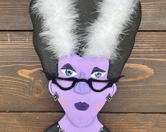 Bride of Frank N Stein Wreath Attachment, Halloween Decor, Frankenstein Decoration