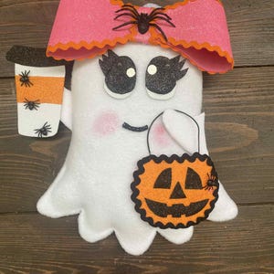 Halloween Ghost Wreath Attachment, Girly Coffee Lover Halloween Wreath Attachment, Latte Ghost, #WAAM