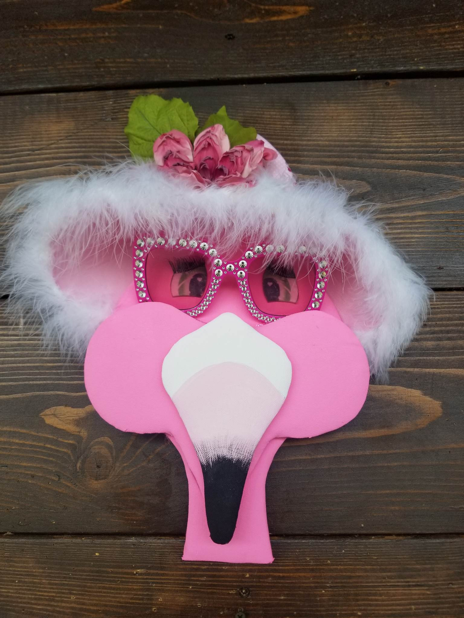 Jewel the Flamingo Wreath Attachment, Spring Summer Decor, Beach House Decor, Florida Decor