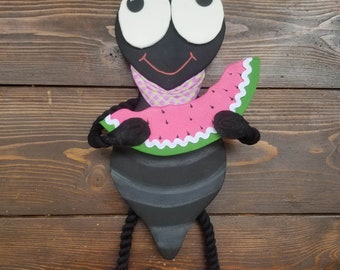 Kicks the Ant Wreath Attachment, Picnic decor, Watermelon Door Decor