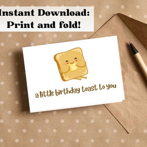 Printable birthday card | a toast to your birthday card | cute birthday card, toast lover