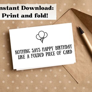 Printable Happy Birthday Card | 5x7 Template | Instant Download Funny Birthday | Last minute card | Print at home Card