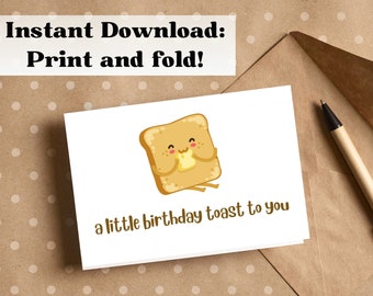 A Toast to Your Birthday Bread Toaster Cute Birthday Card Funny Pun ...