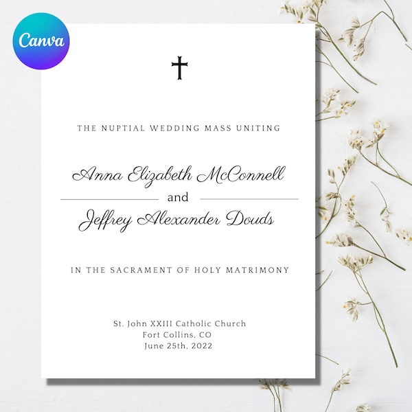 Catholic Wedding Mass Program Booklet Canva Template Full Etsy UK