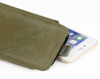 Genuine Leather Protective Case Phone Bag for Samsung Galaxy A06 A14 A15 A16 A17 A23 A25 A26 A32 A33 A34 A35 A36 A52 A53 A54 A55 A56 XL GREEN