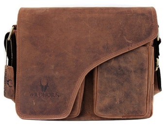 Genuine leather handbag shoulder bag teacher bag for women men business bag messenger bag buffalo leather dark brown MB204DB