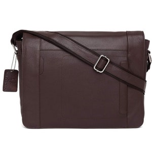 Maletín de cuero genuino Bolso de maestro para mujeres Bolso de hombro para hombres Bolso de negocios Mensajero Cuaderno Bolso para portátil Nappa Cuero Marrón MB542B