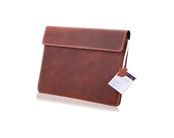 Leather Portfolio Document Organizer A4 Document Holder Paper Document Sleeve Paper Folder Genuine Leather Organizer XXL Brown