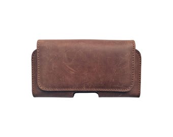 Genuine Leather Belt Pouch for Ulefone Power Armor 24 23 Ultra 22 21 20WT 19 19T 18 18T 17 16 15 14 12 X11 X12 X13 Pro Protective Case 3XL Brown